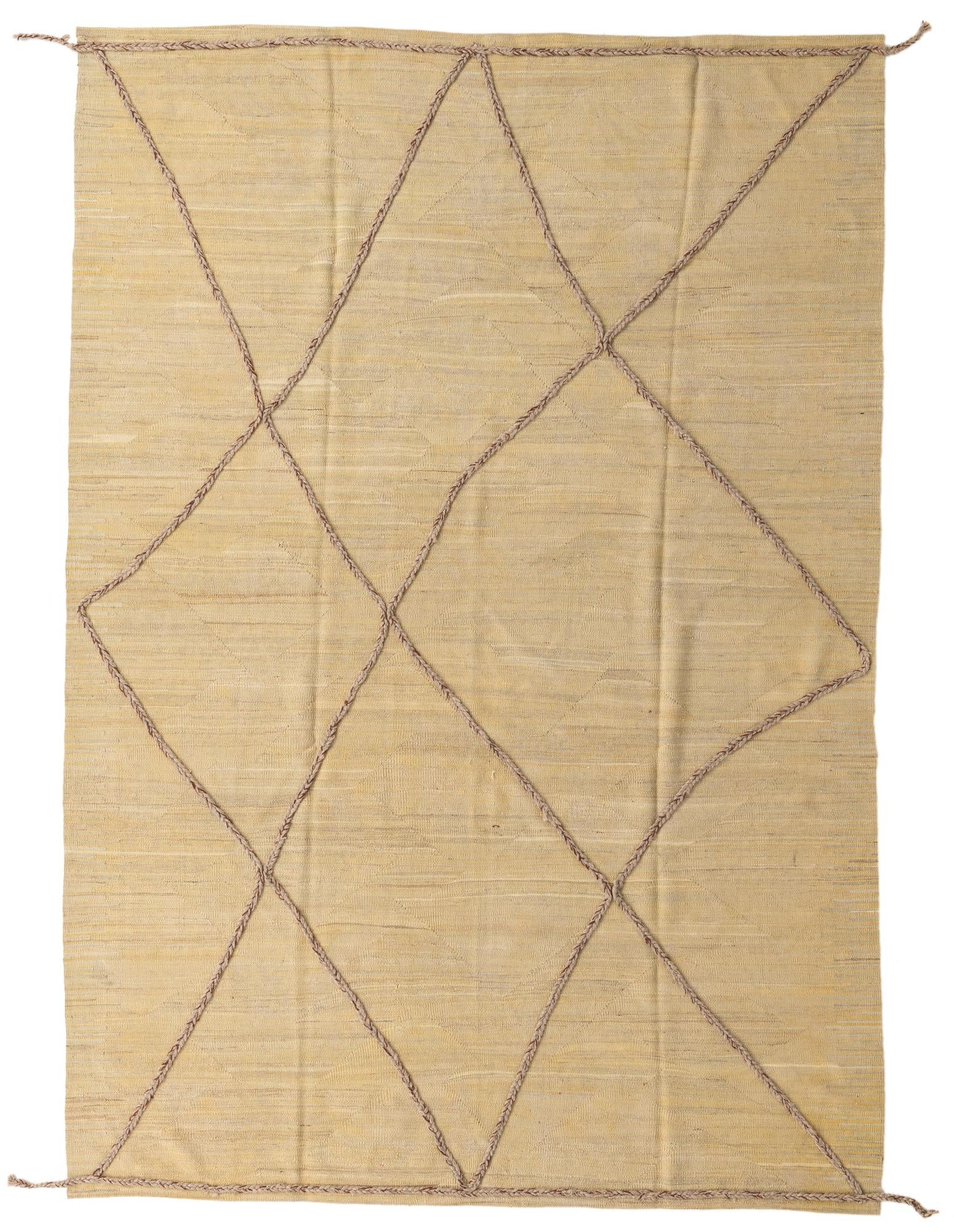 6' 9 x 9' 8 Hand Knotted Moroccan Wool Rug