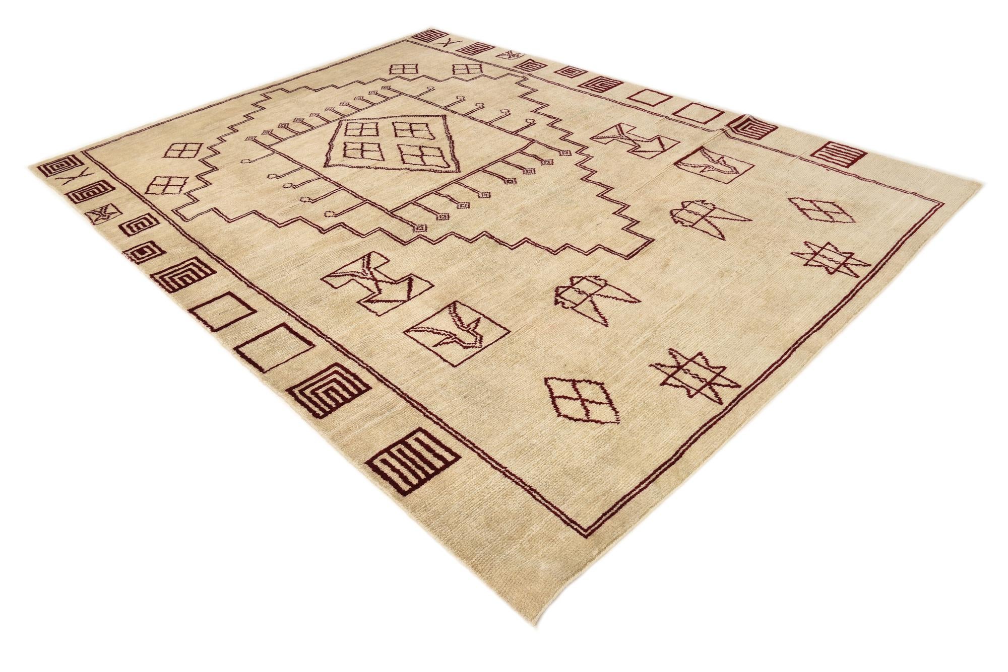 8' x 10' 9 Hand Knotted Moroccan Wool Rug