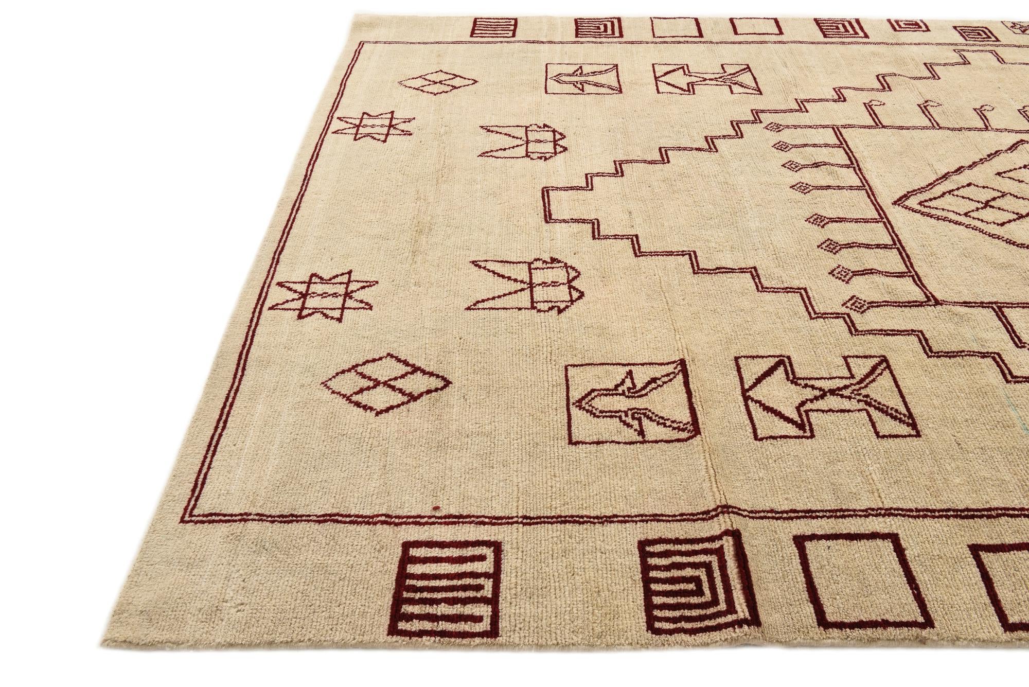 8' x 10' 9 Hand Knotted Moroccan Wool Rug