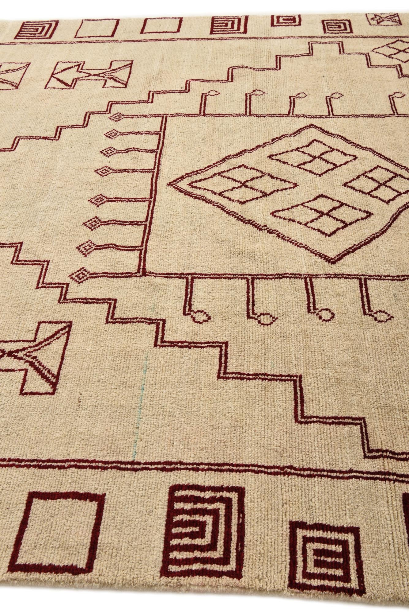 8' x 10' 9 Hand Knotted Moroccan Wool Rug