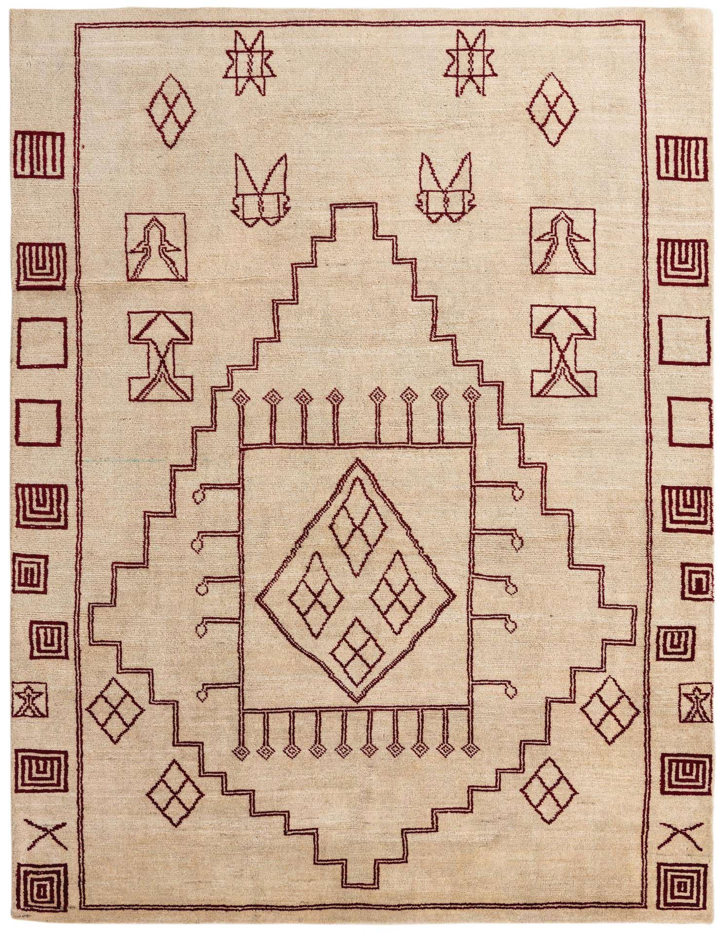 8' x 10' 9 Hand Knotted Moroccan Wool Rug