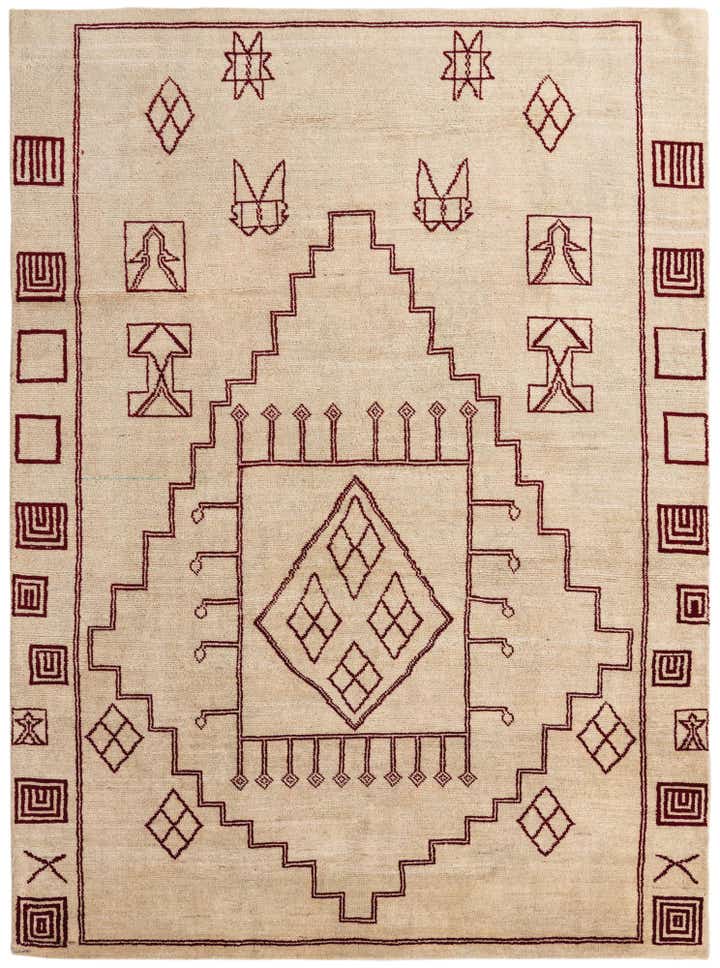8' x 10' 9 Hand Knotted Moroccan Wool Rug