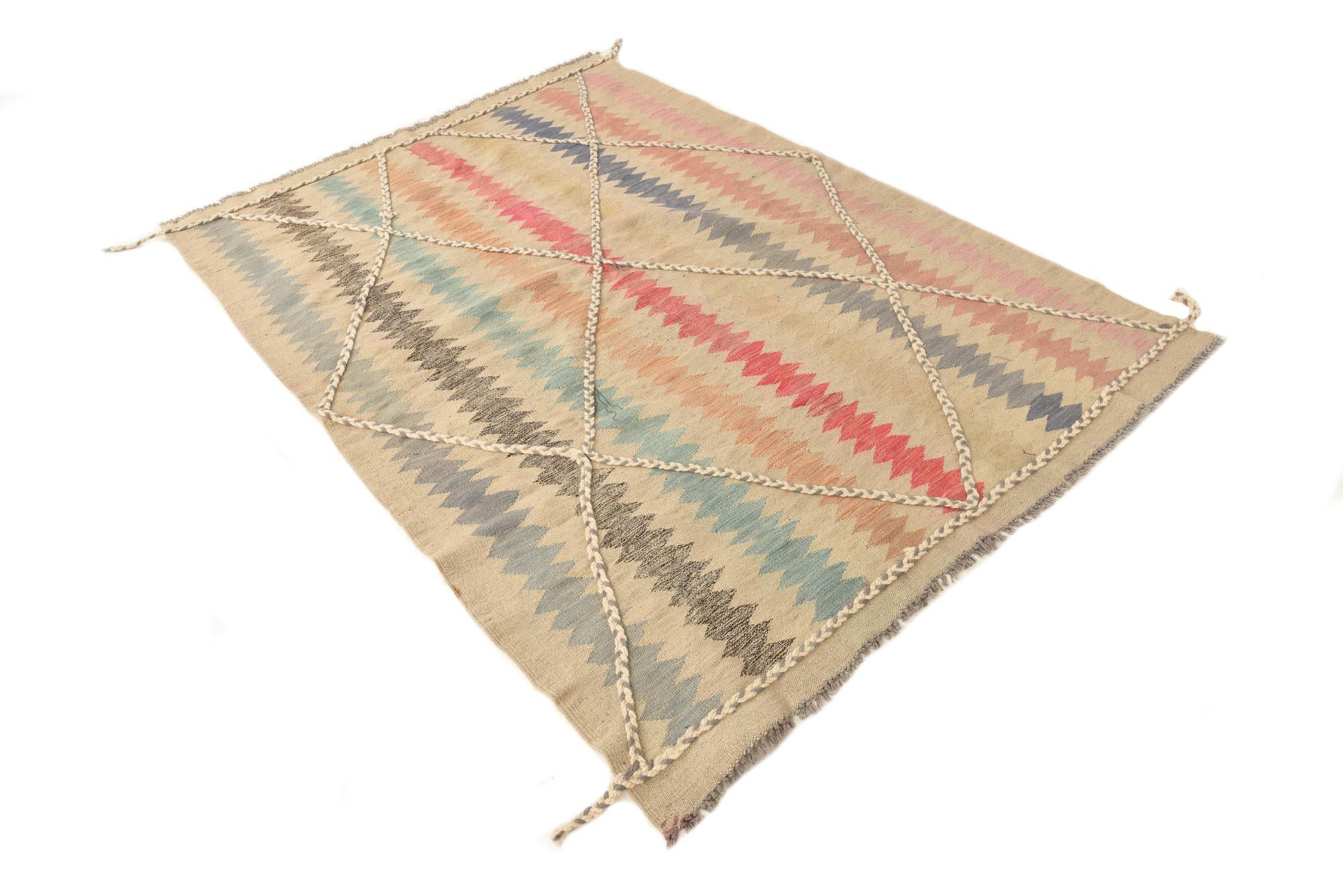 4' 8 x 6' 6 Hand Knotted Moroccan Wool Rug