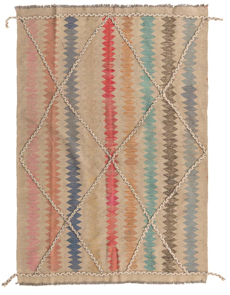 Detail image of 4' 8 x 6' 6 Hand Knotted Moroccan Wool Rug