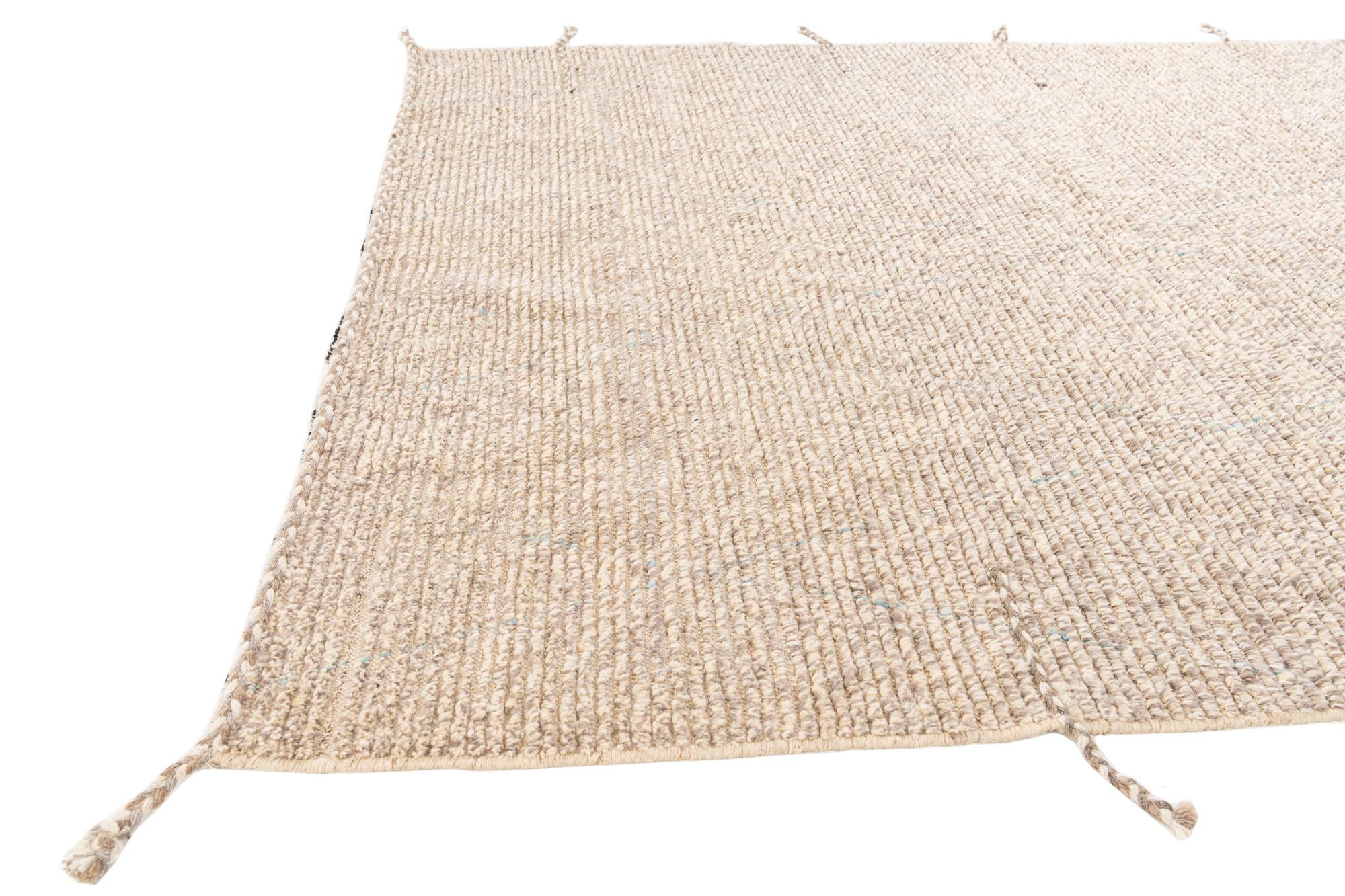 6' 7 x 9' Hand Knotted Moroccan Wool Rug