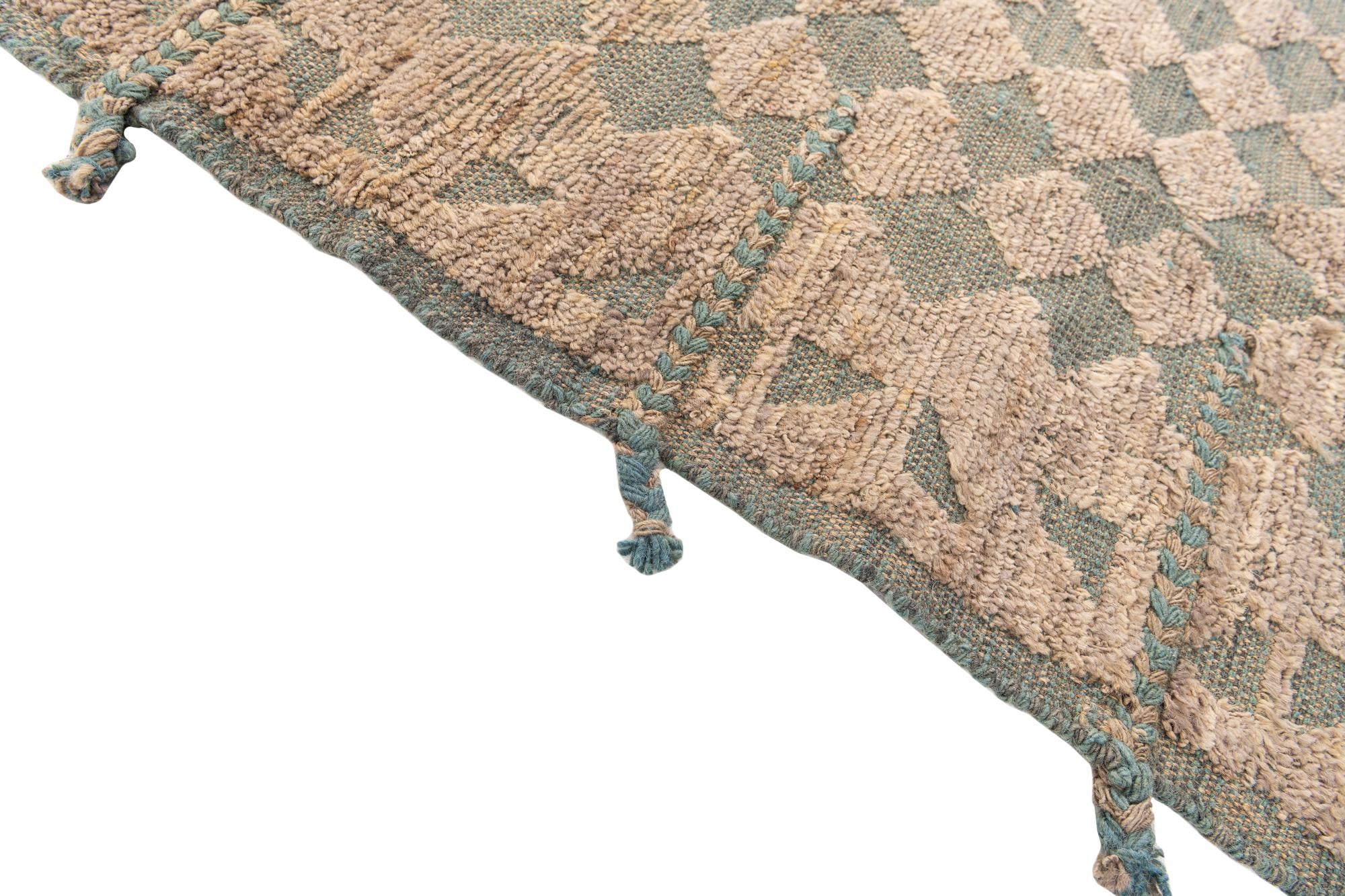 6' 9 x 10' Hand Knotted Moroccan Wool Rug