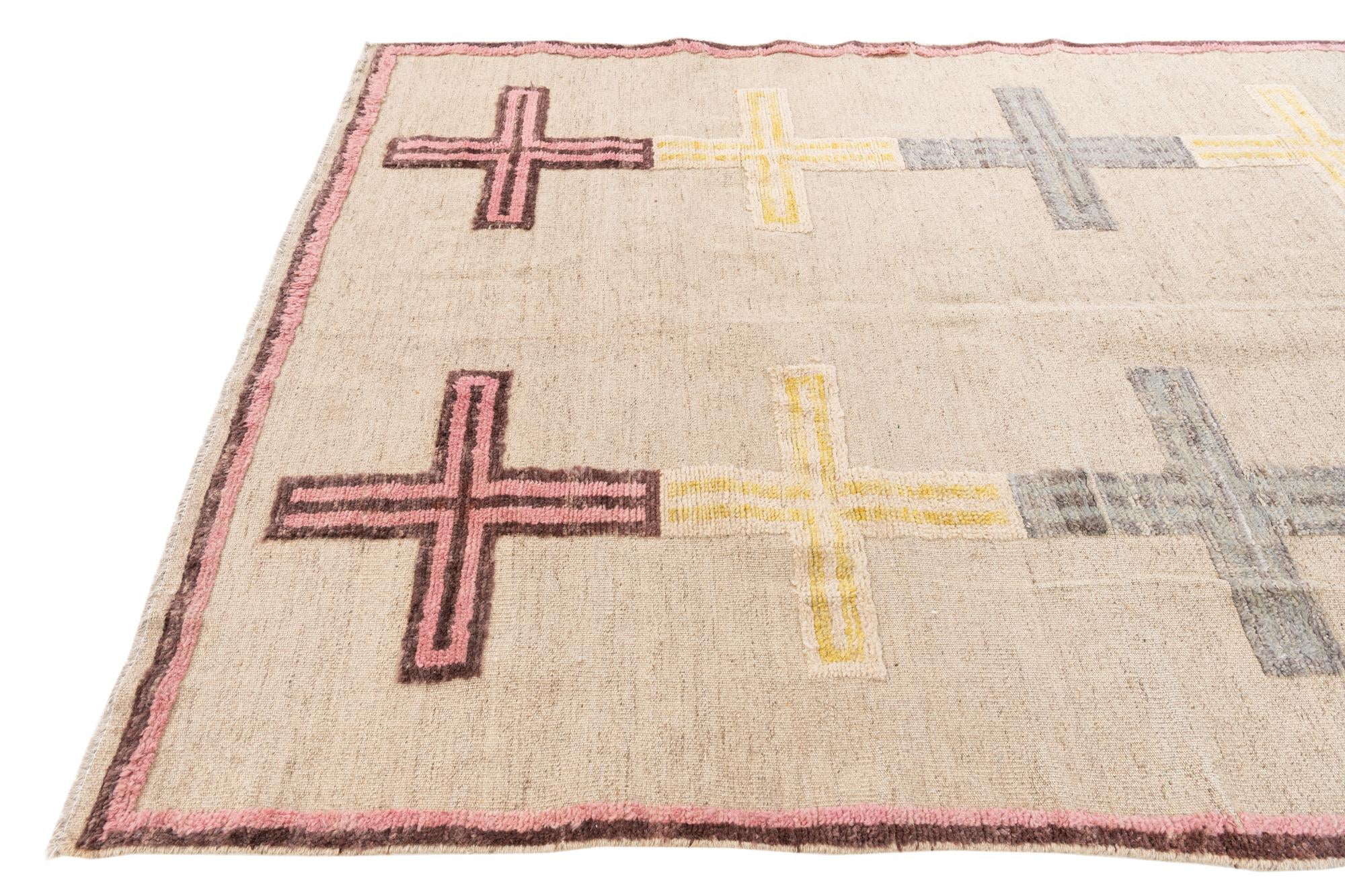 5' 10 x 9' 7 Hand Knotted Moroccan Wool Rug