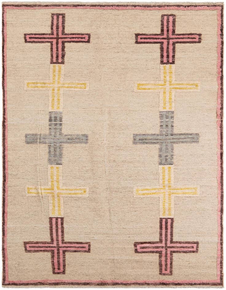 Detail image of 5' 10 x 9' 7 Hand Knotted Moroccan Wool Rug