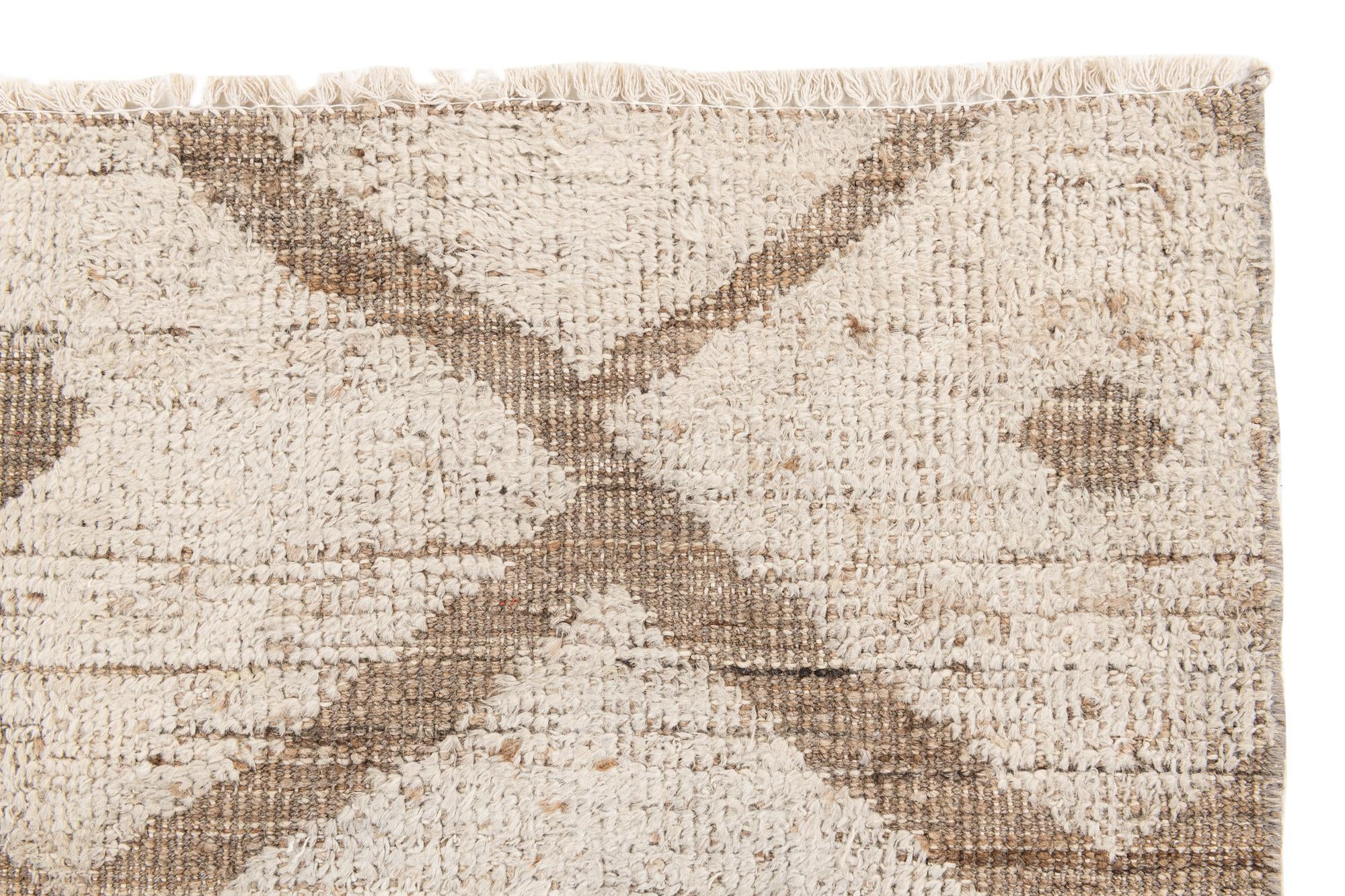 4' 3 x 7' 8 Hand Knotted Moroccan Wool Rug