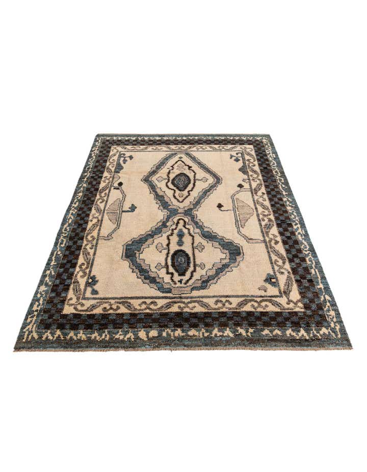 8' x 10' 4 Hand Knotted Moroccan Wool Rug