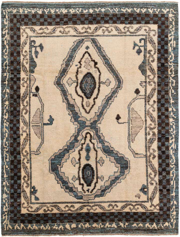 8' x 10' 4 Hand Knotted Moroccan Wool Rug
