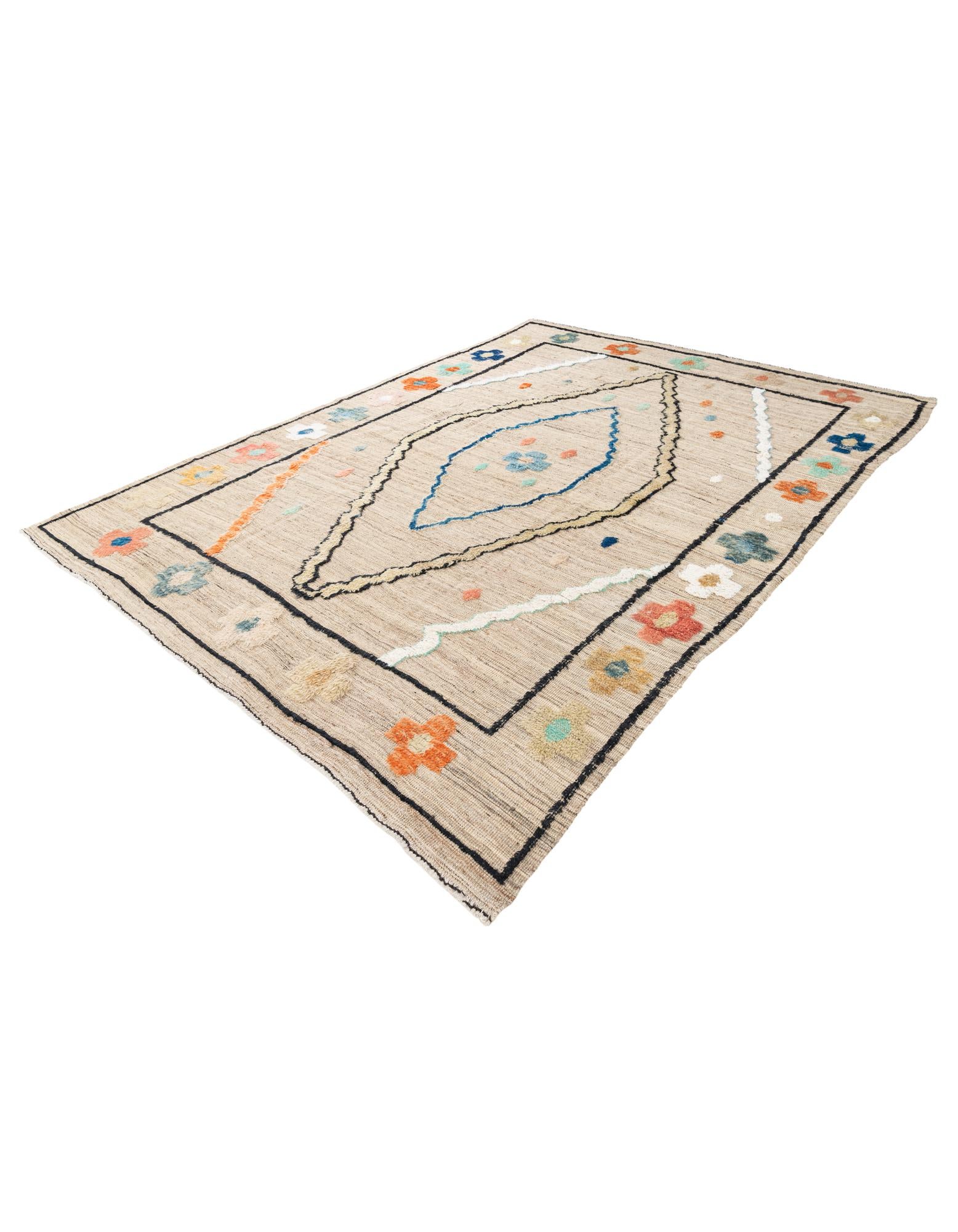 8' 1 x 10' 6 Hand Knotted Moroccan Wool Rug