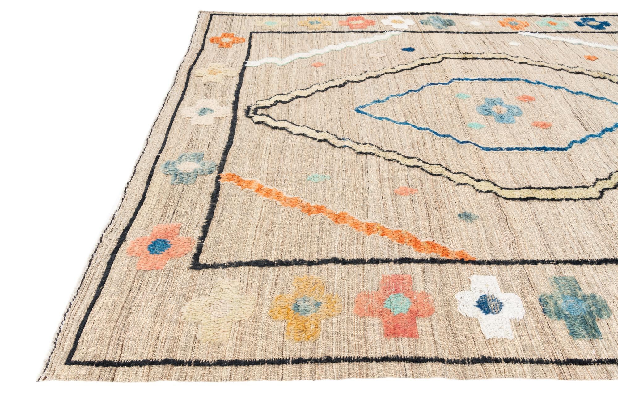 8' 1 x 10' 6 Hand Knotted Moroccan Wool Rug