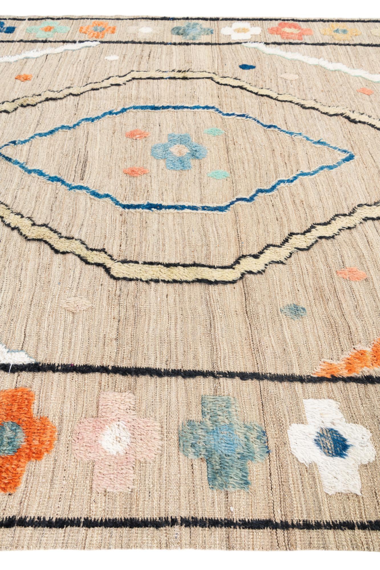 8' 1 x 10' 6 Hand Knotted Moroccan Wool Rug