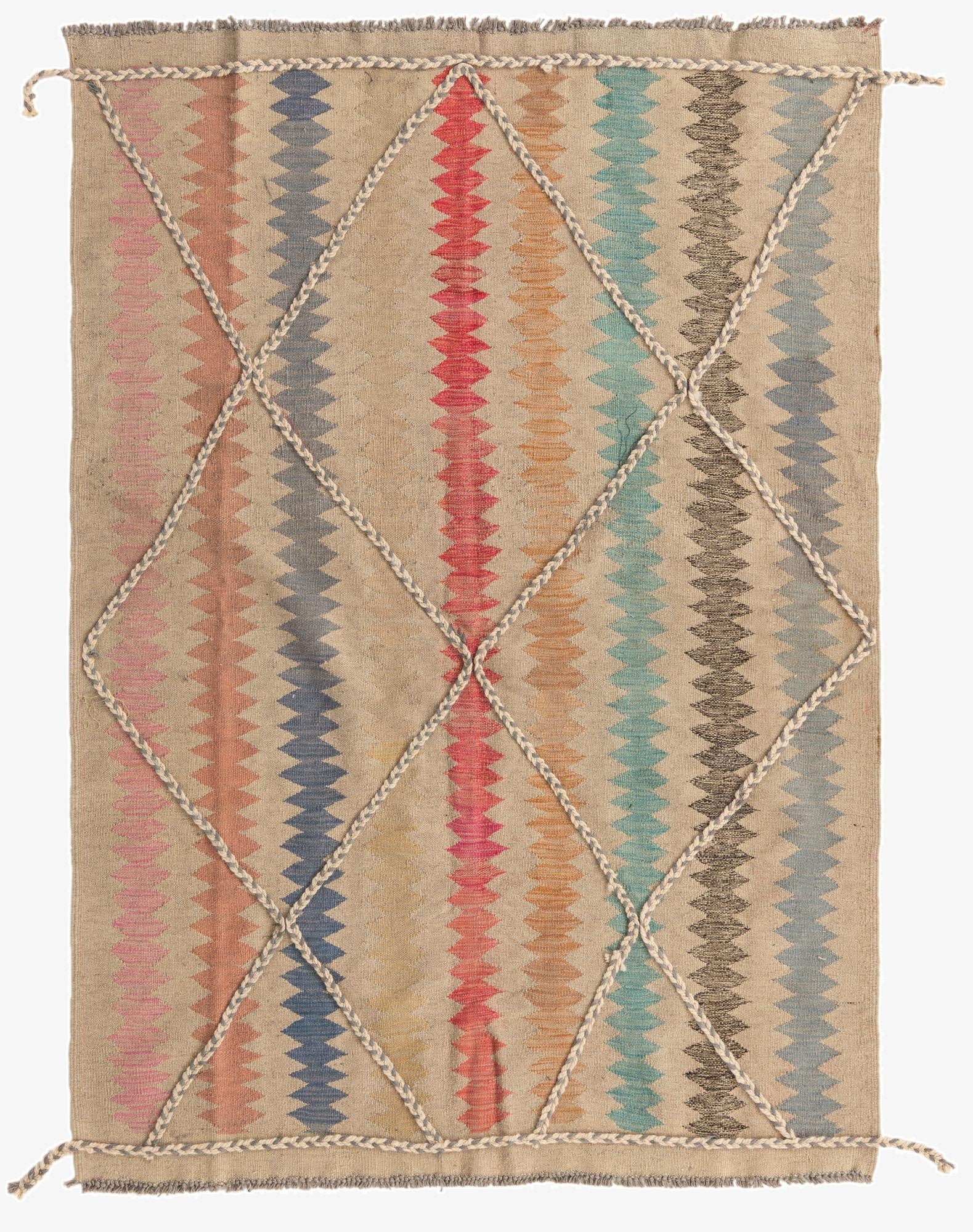 4' 8 x 6' 6  Hand Knotted Moroccan Wool Rug