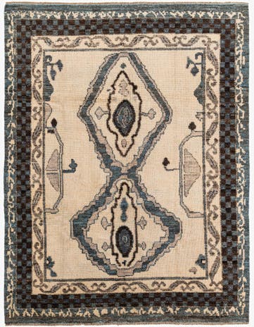 8' x 10' 4 Hand Knotted Moroccan Wool Rug