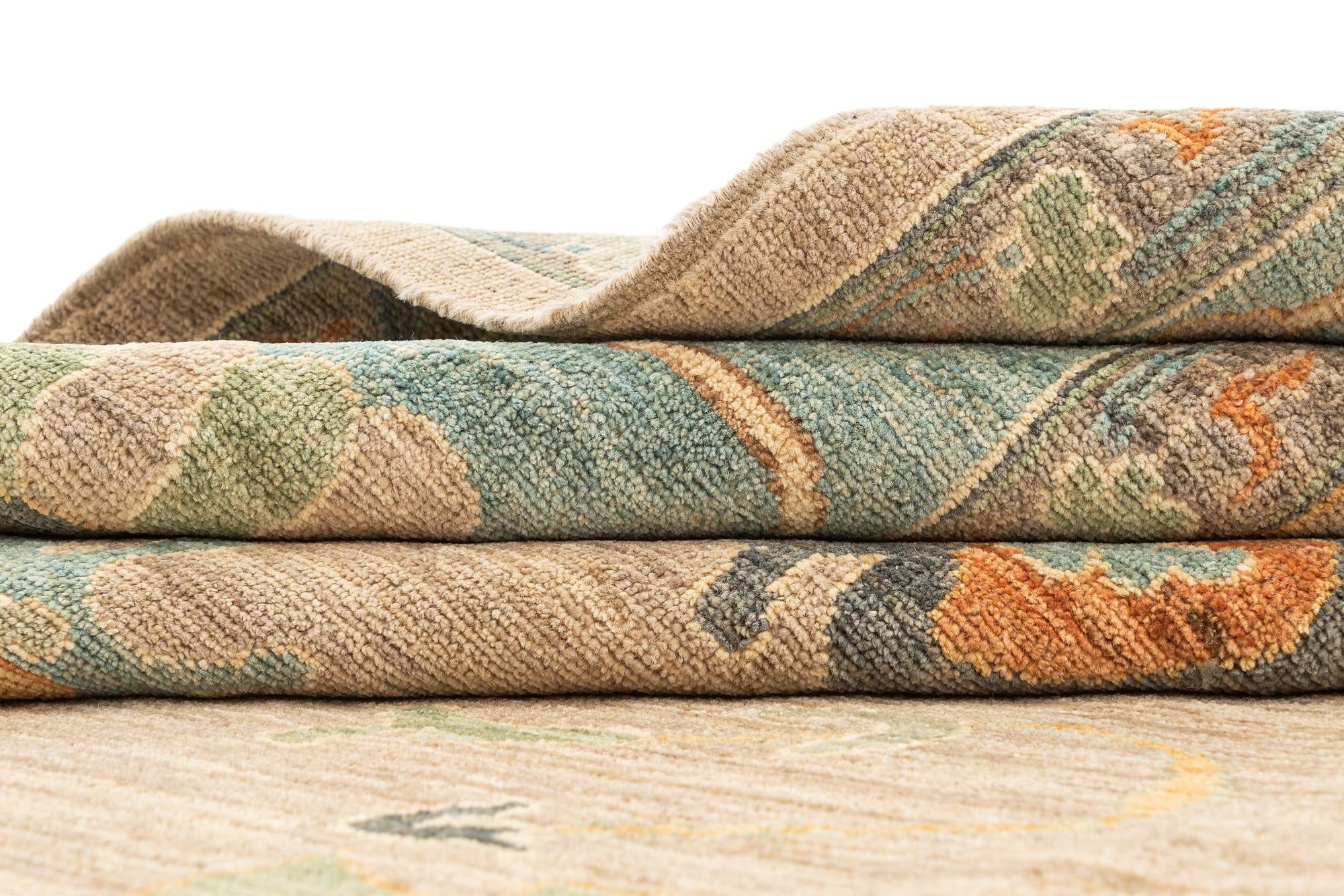 9' x 12' Hand Knotted Oushak Rug