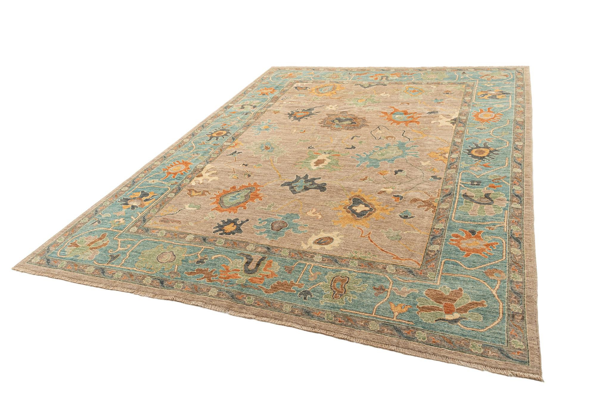 9' x 12' Hand Knotted Oushak Rug
