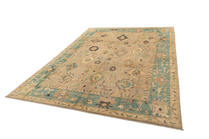 9' 1 x 11' 11 Hand Knotted Oushak Rug