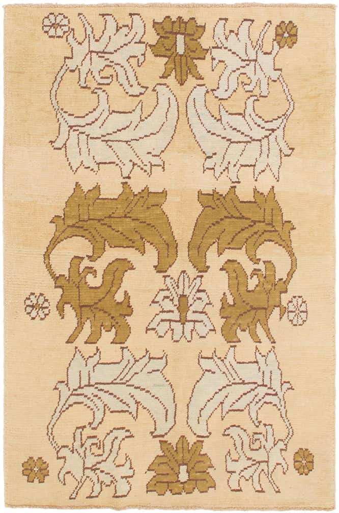 4' 5 x 6' 6 Hand Knotted Oushak Wool Rug