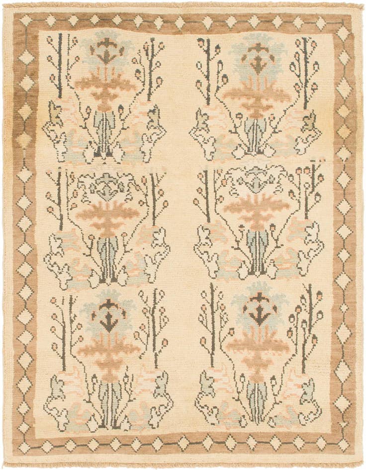 Detail image of 4' 6 x 7' 4 Hand Knotted Oushak Wool Rug