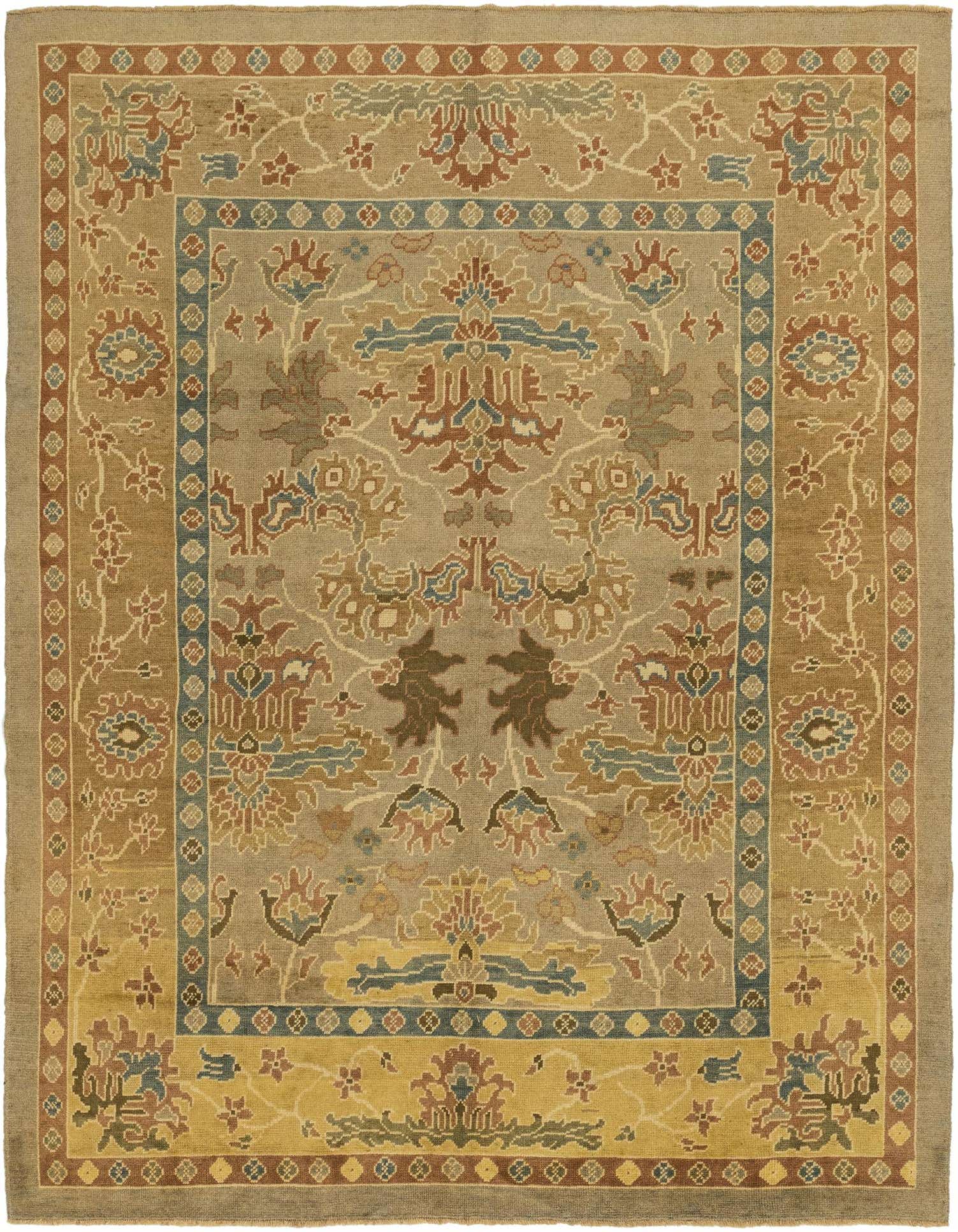 9' 6 x 13' Hand Knotted Oushak Wool Rug