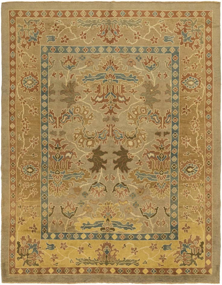 Detail image of 9' 6 x 13' Hand Knotted Oushak Wool Rug