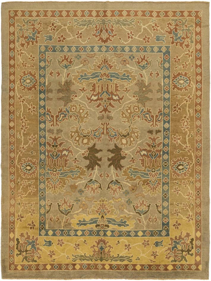 Detail image of 9' 6 x 13' Hand Knotted Oushak Wool Rug