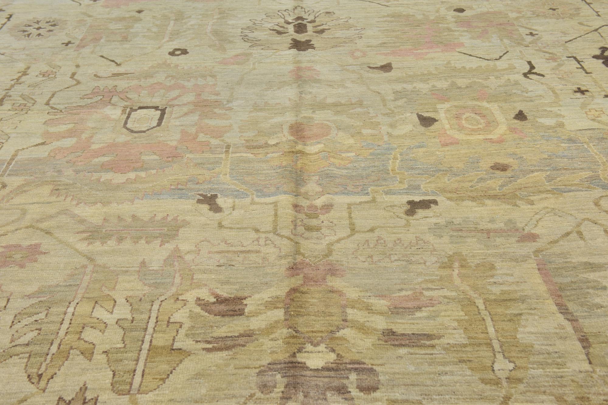 11' x 15' 7 Hand Knotted Oushak Wool Rug