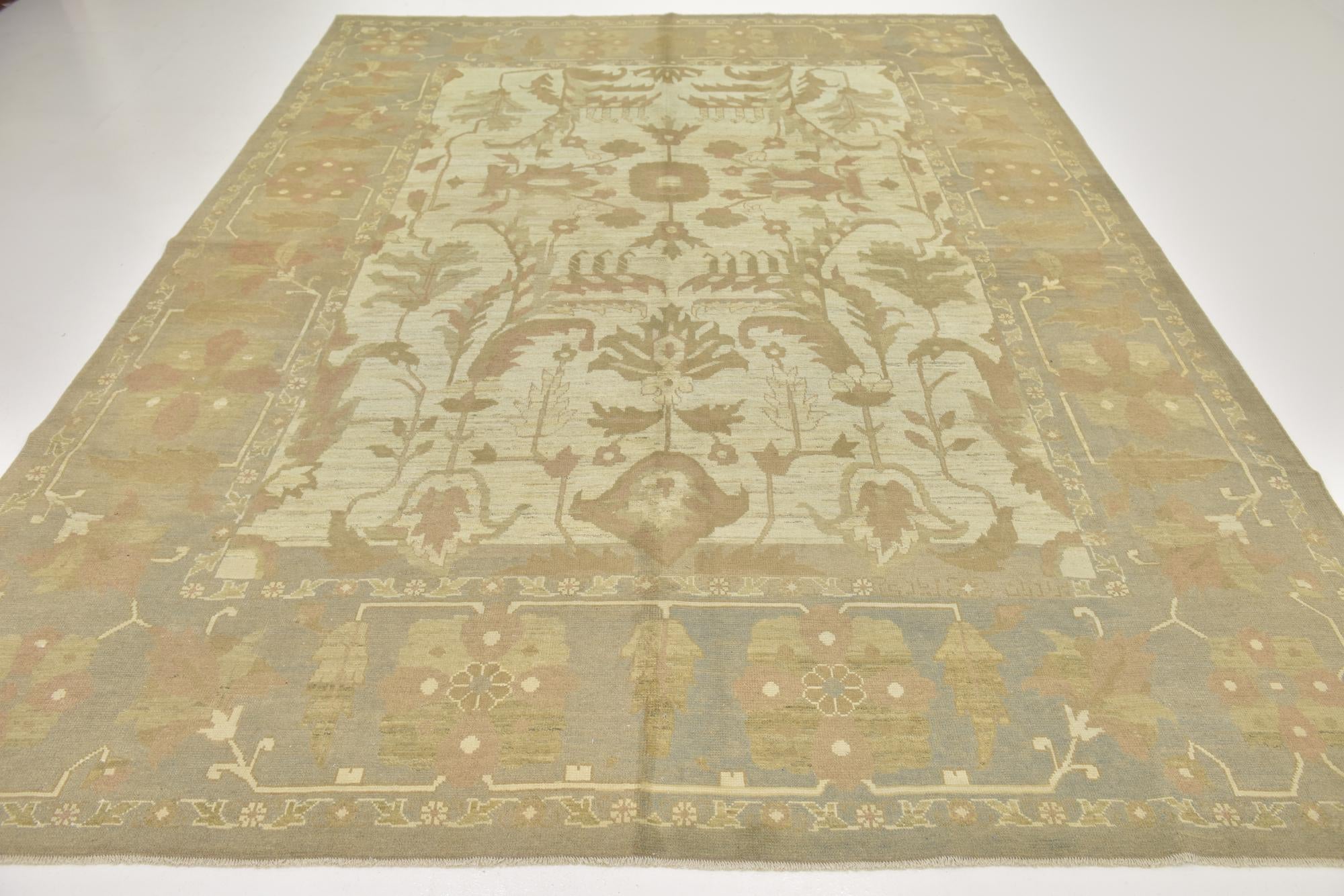 11' 7 x 15' 9 Hand Knotted Oushak Wool Rug