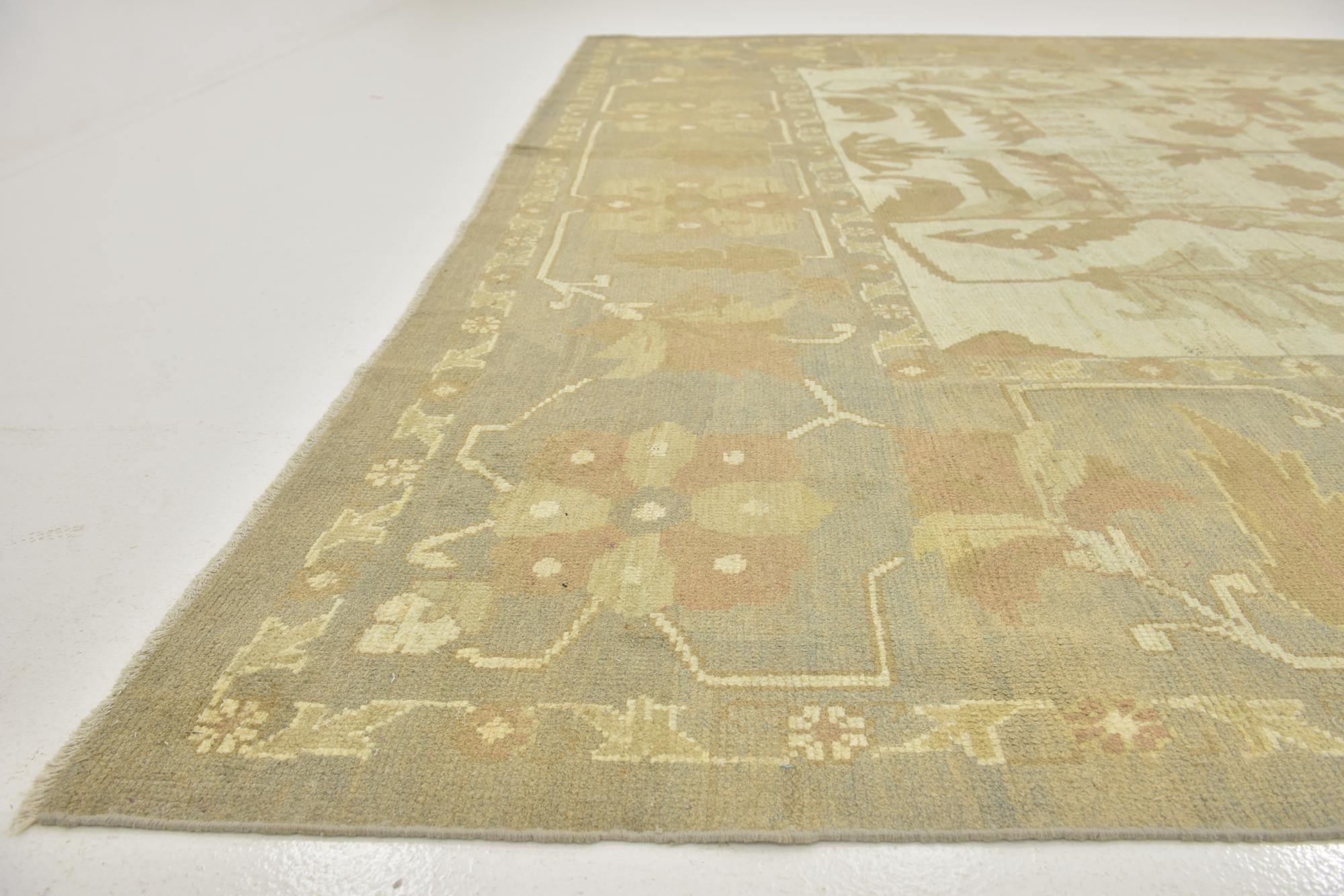 11' 7 x 15' 9 Hand Knotted Oushak Wool Rug