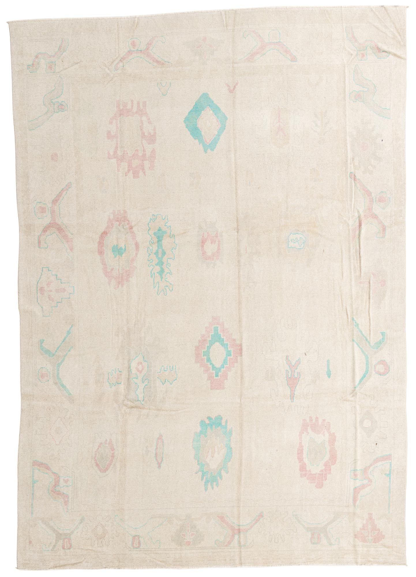 9' 9 x 13' 10 Hand Knotted Oushak Wool Rug