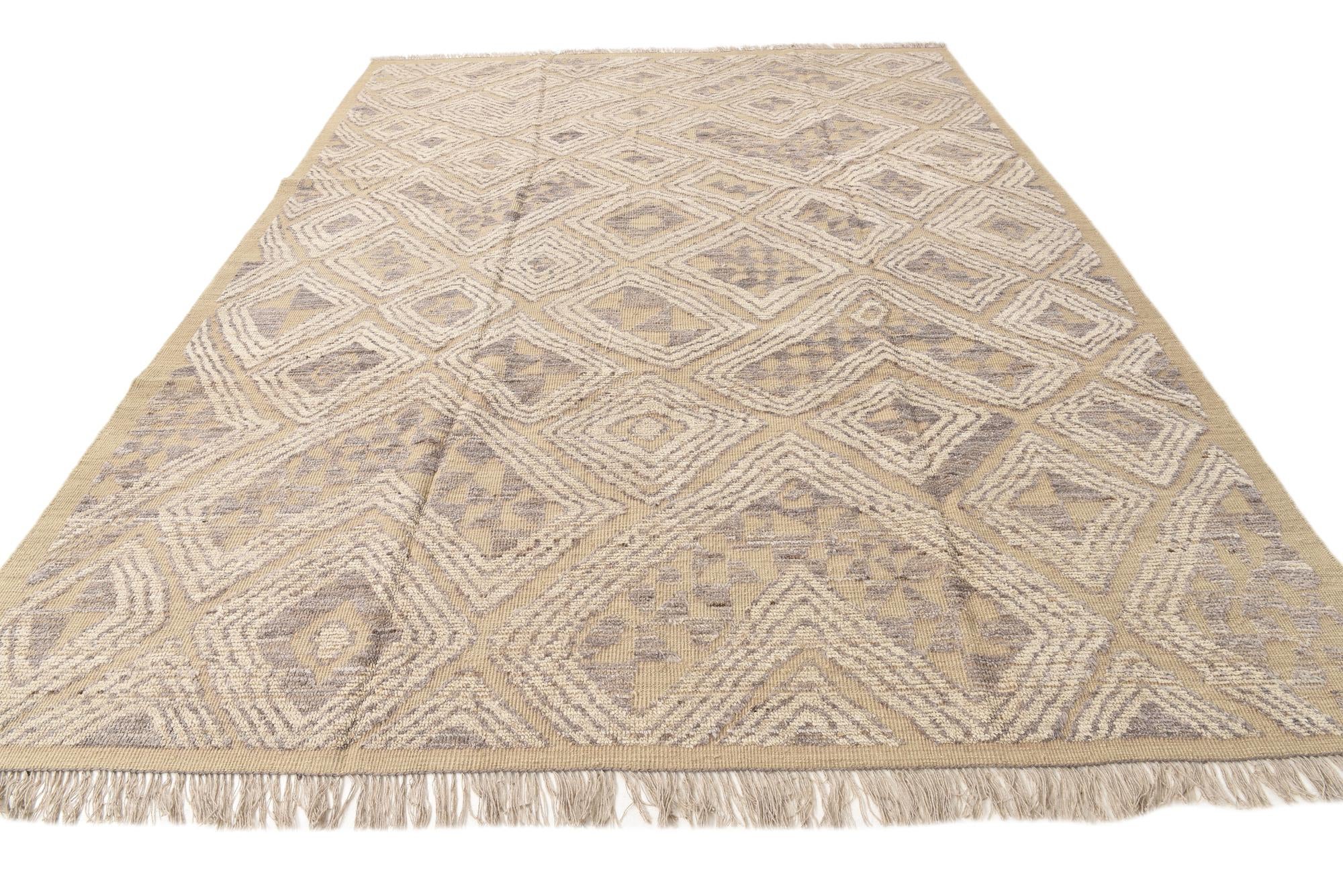 9' 1 x 12' 6 Hand Knotted Oushak Wool Rug