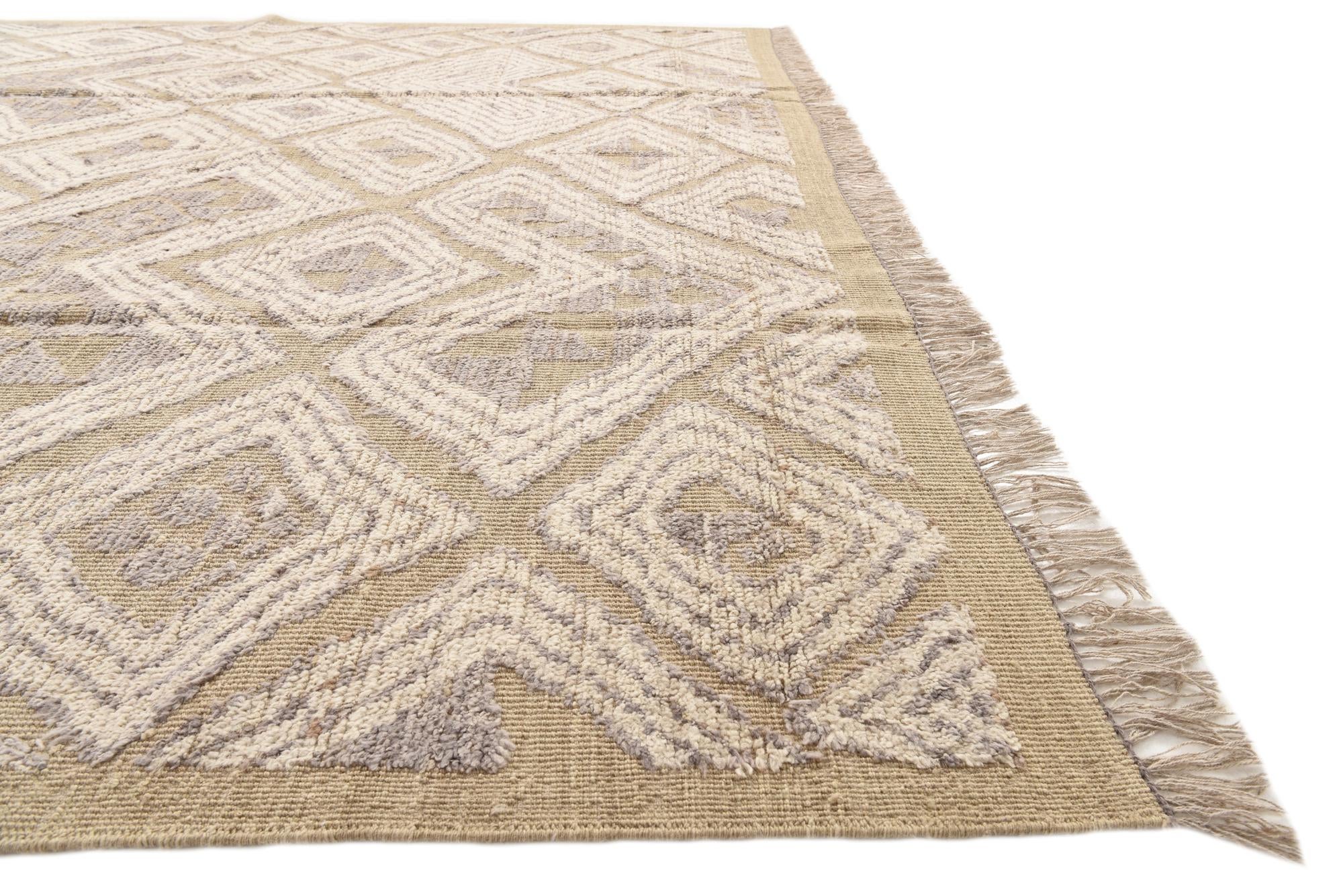 9' 1 x 12' 6 Hand Knotted Oushak Wool Rug