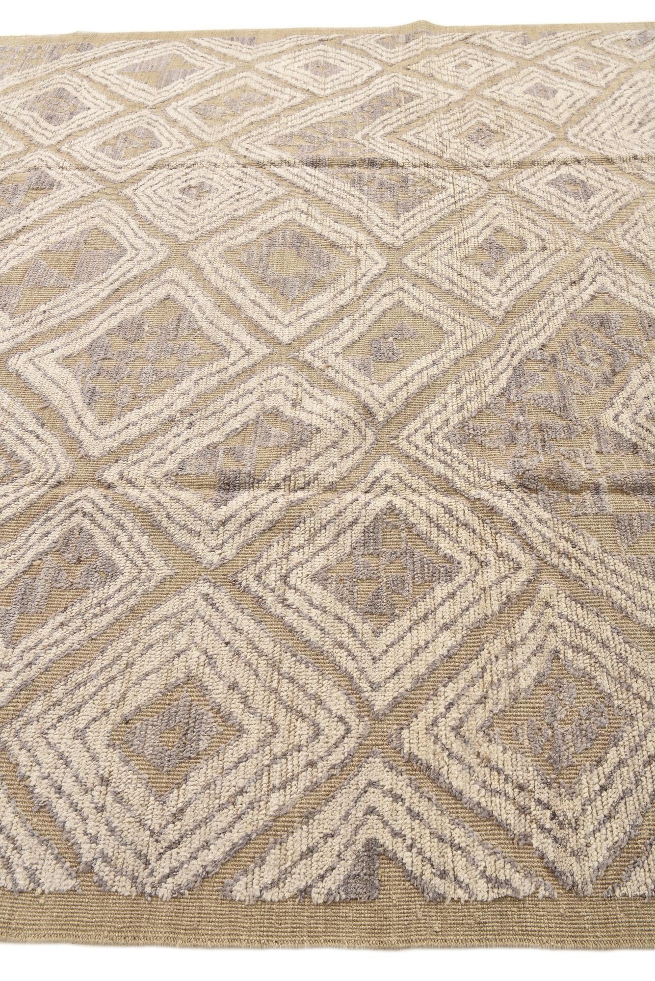 9' 1 x 12' 6 Hand Knotted Oushak Wool Rug