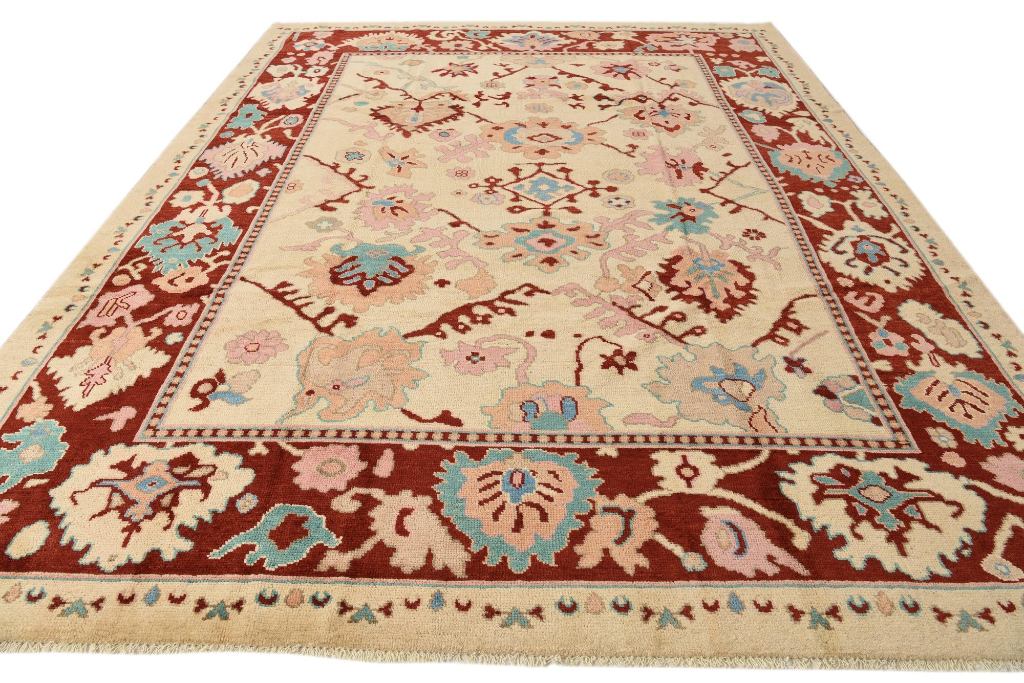 285cm x 375cm Hand Knotted Oushak Wool Rug