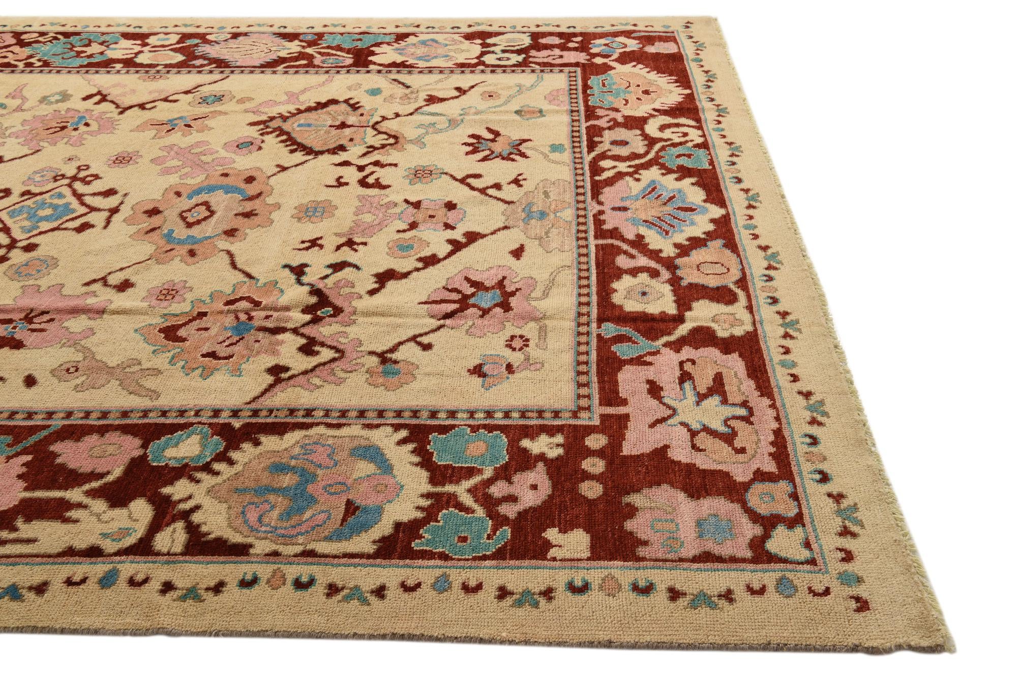 285cm x 375cm Hand Knotted Oushak Wool Rug