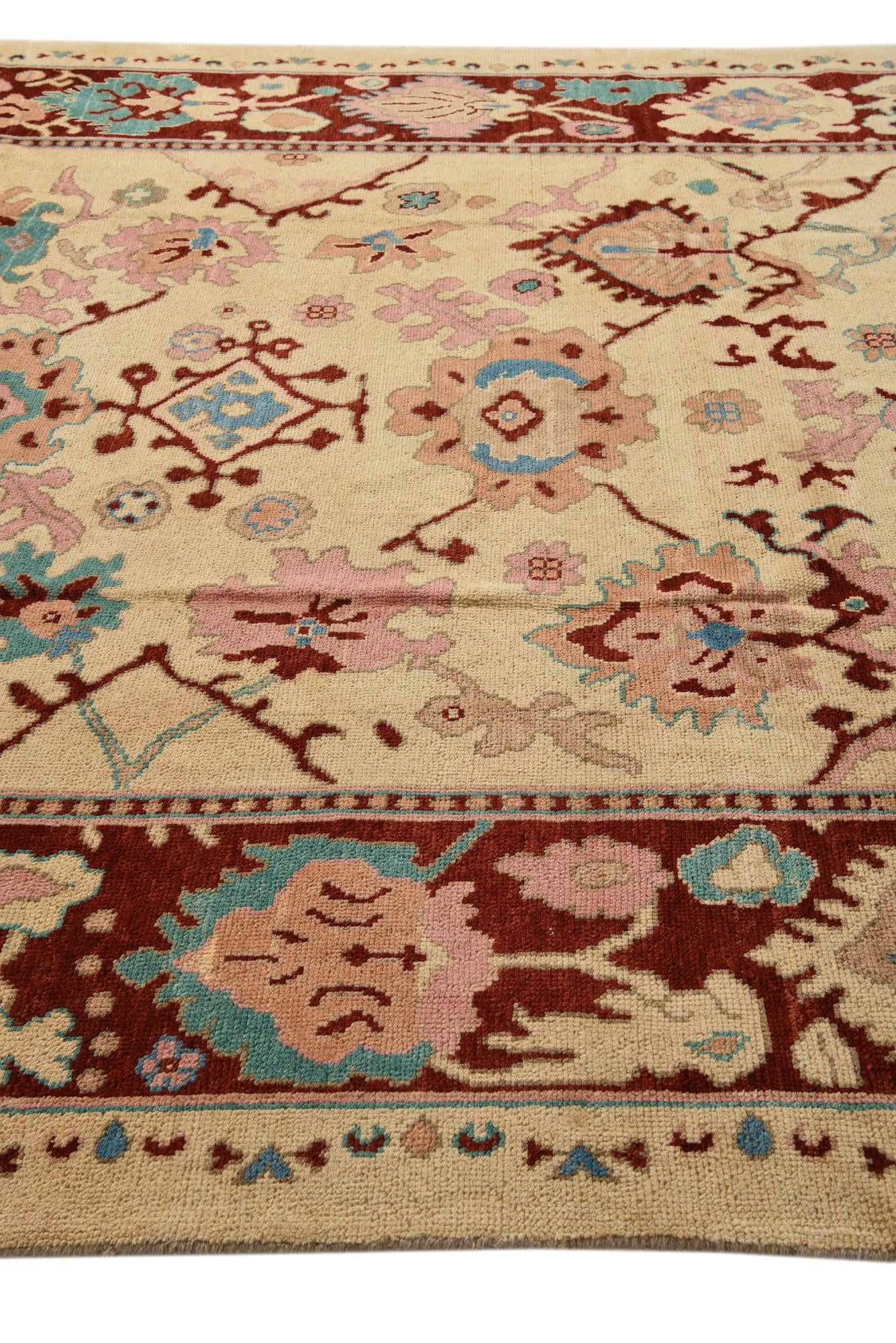 285cm x 375cm Hand Knotted Oushak Wool Rug