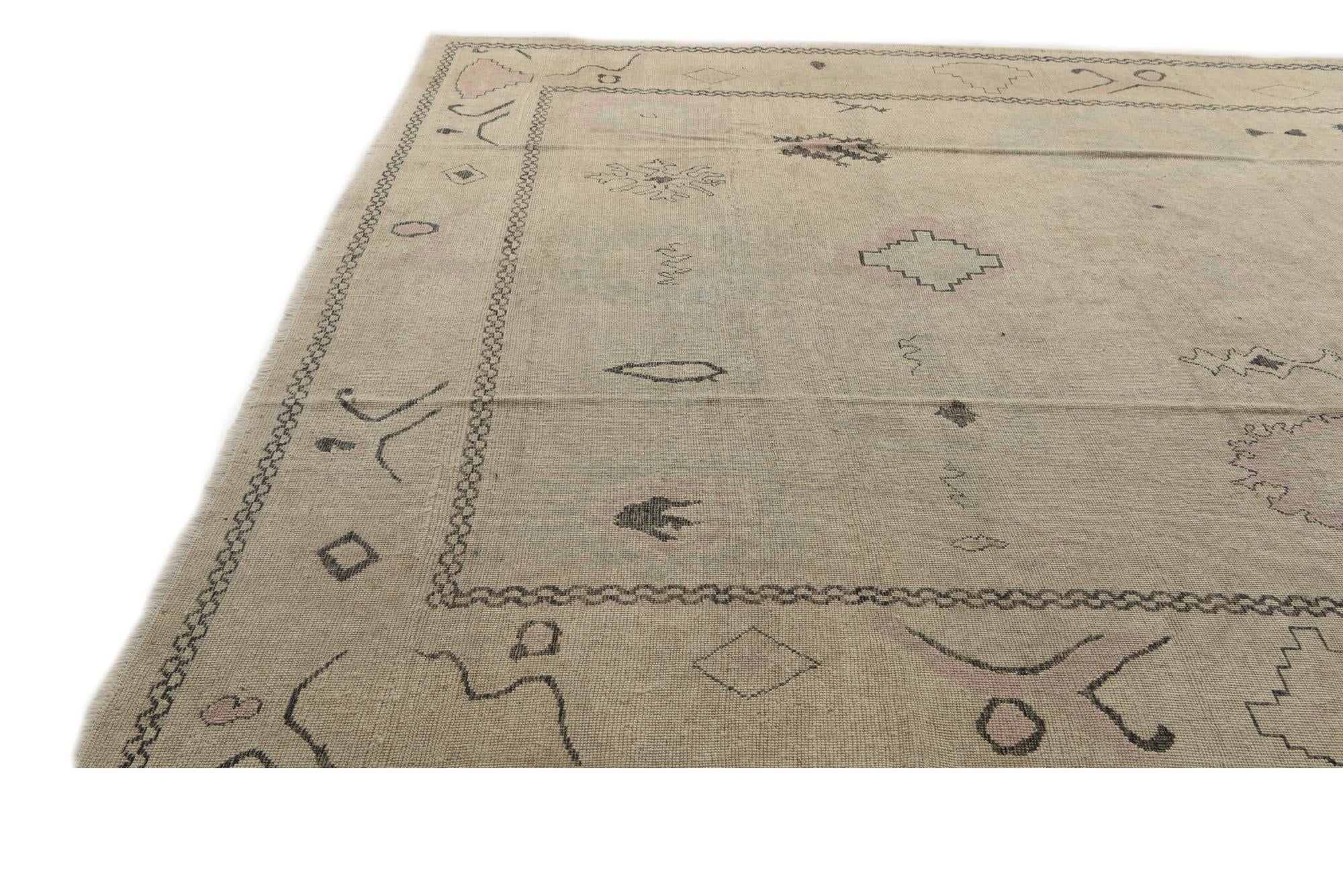 9' 5 x 11' 5 Hand Knotted Oushak Wool Rug