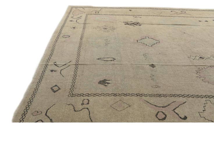 Detail image of 9' 5 x 11' 5 Hand Knotted Oushak Wool Rug