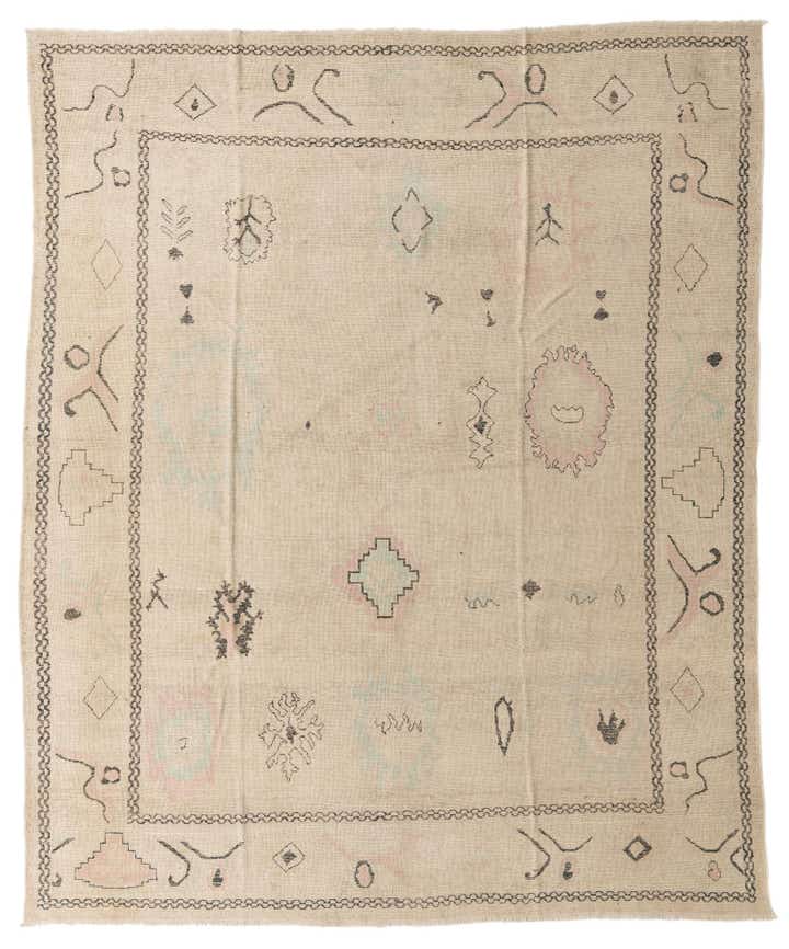 9' 5 x 11' 5 Hand Knotted Oushak Wool Rug