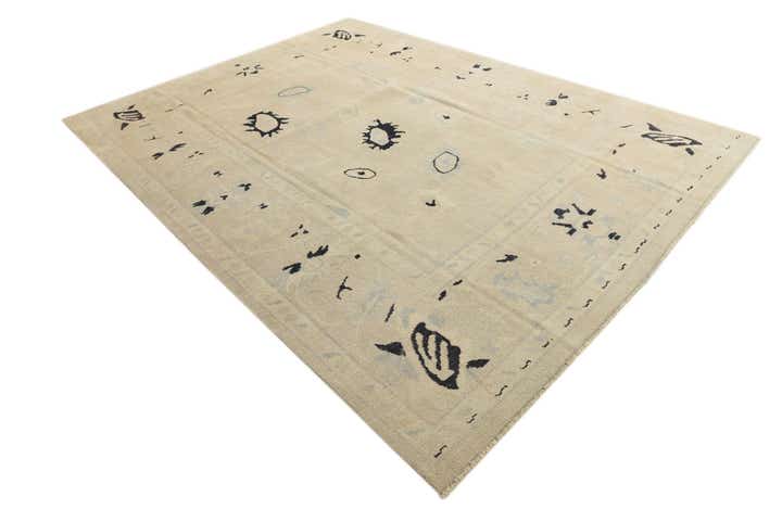 8' 10 x 12' Hand Knotted Oushak Wool Rug