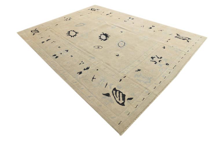 Detail image of 8' 10 x 12' Hand Knotted Oushak Wool Rug