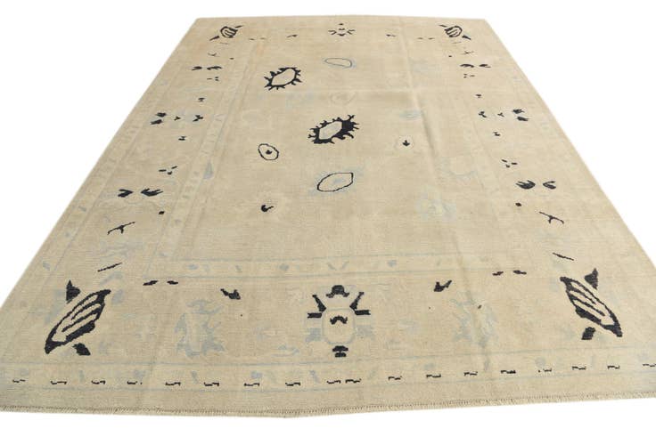 Detail image of 8' 10 x 12' Hand Knotted Oushak Wool Rug