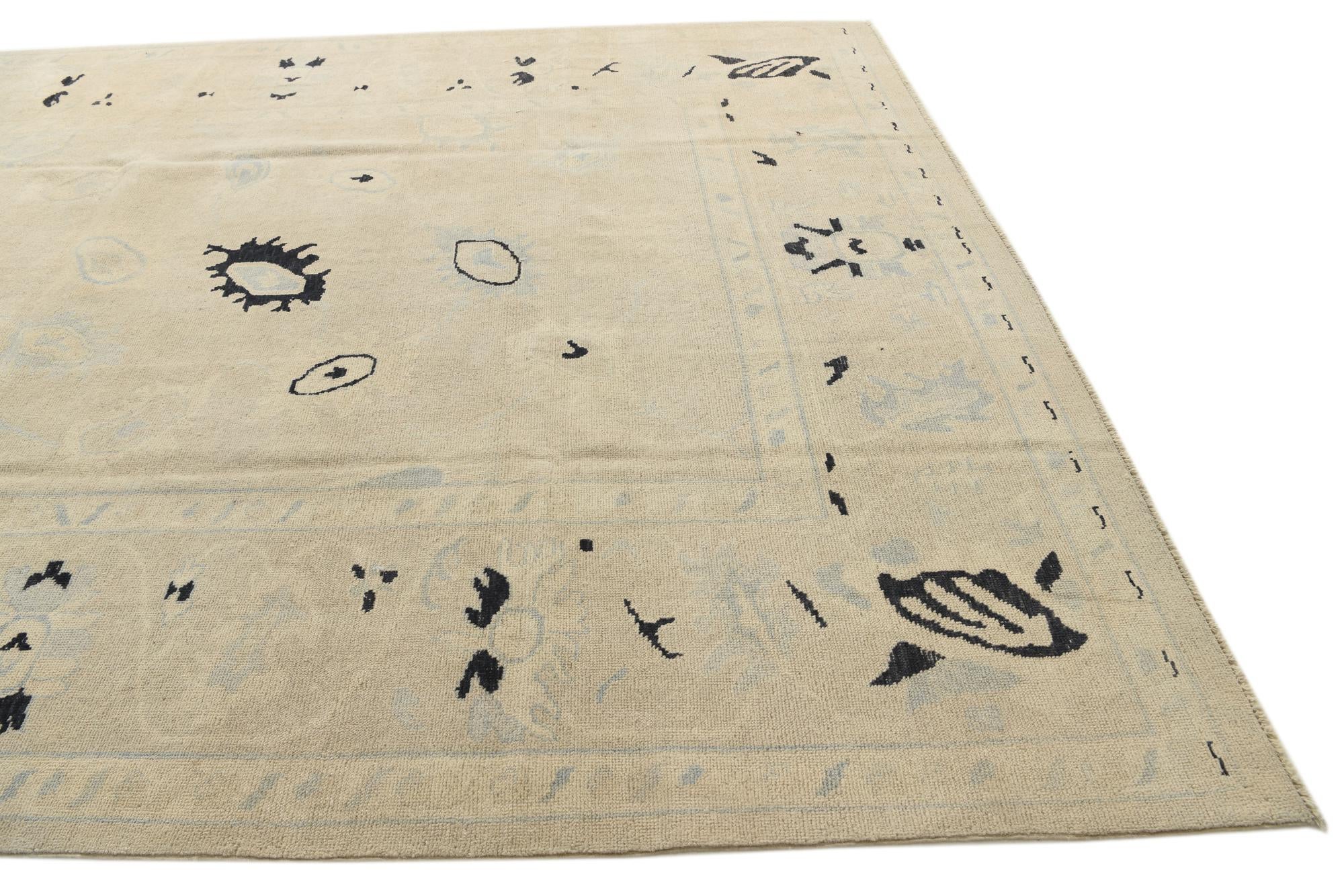 8' 10 x 12' Hand Knotted Oushak Wool Rug