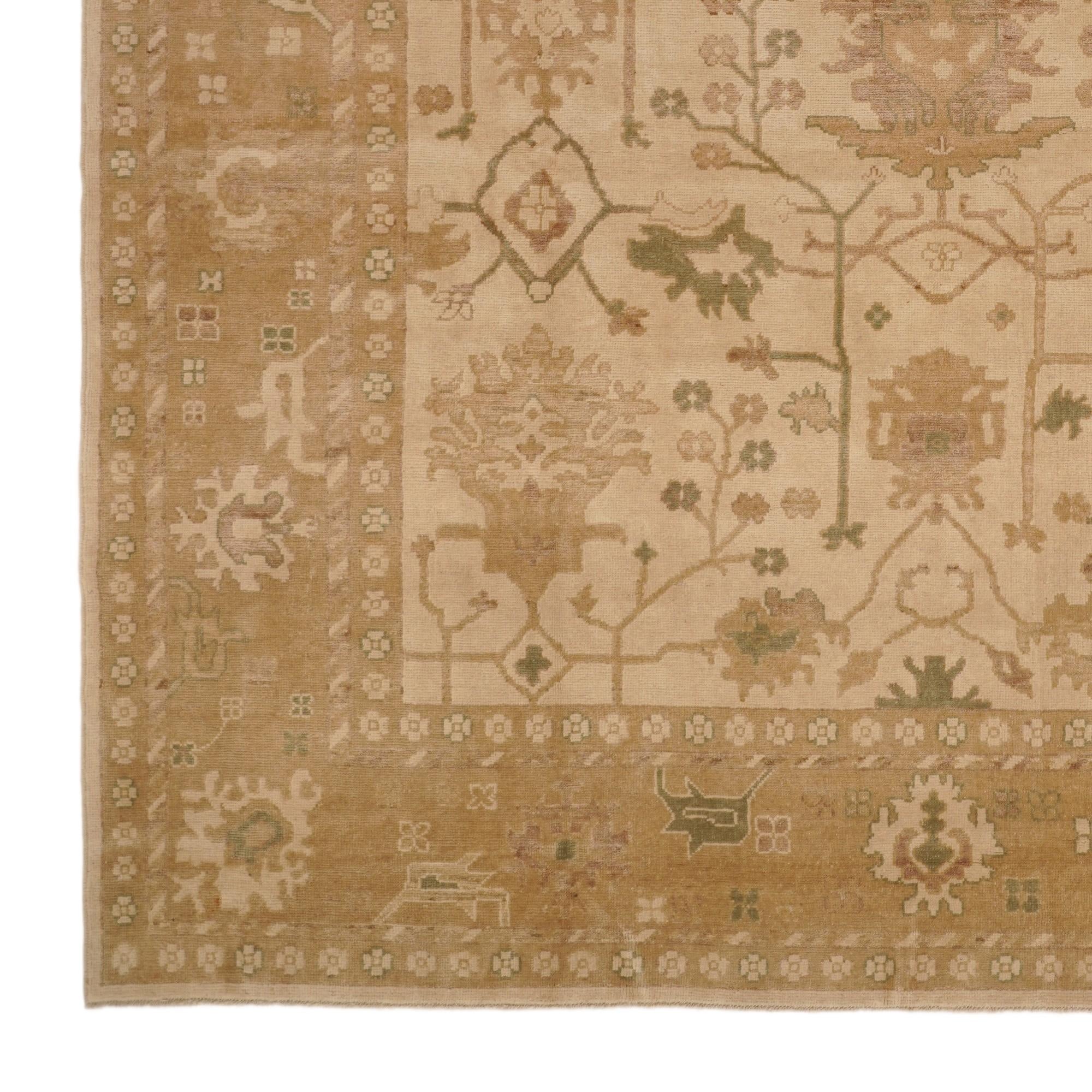 9' 2 x 12' 2 Hand Knotted Oushak Wool Rug