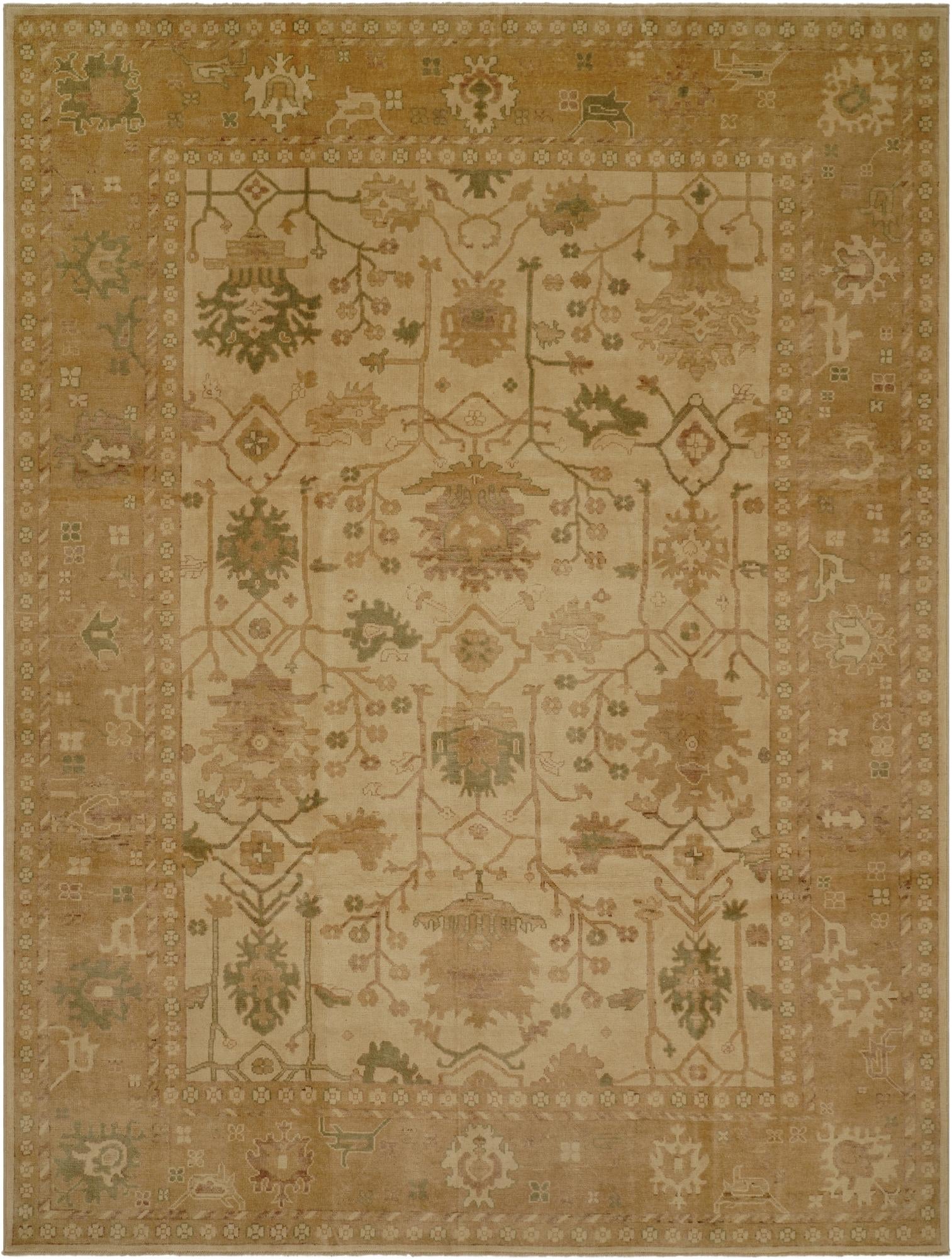 9' 2 x 12' 2  Hand Knotted Oushak Wool Rug