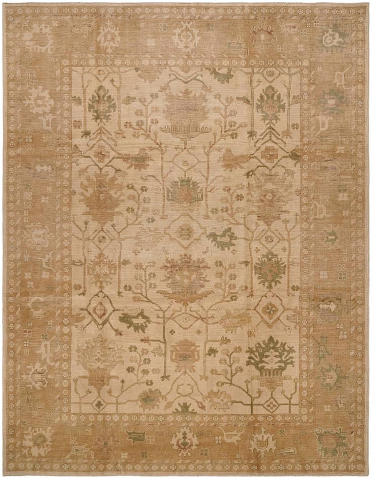 Detail image of 9' 2 x 12' 2 Hand Knotted Oushak Wool Rug