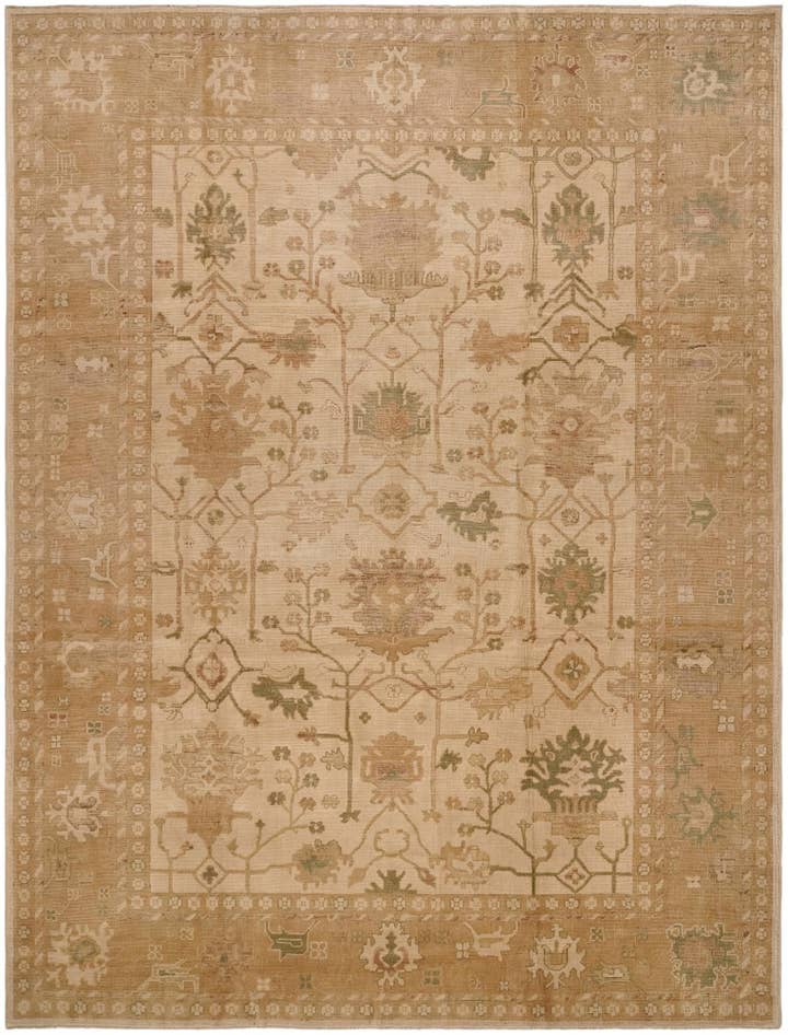 Detail image of 9' 2 x 12' 2 Hand Knotted Oushak Wool Rug