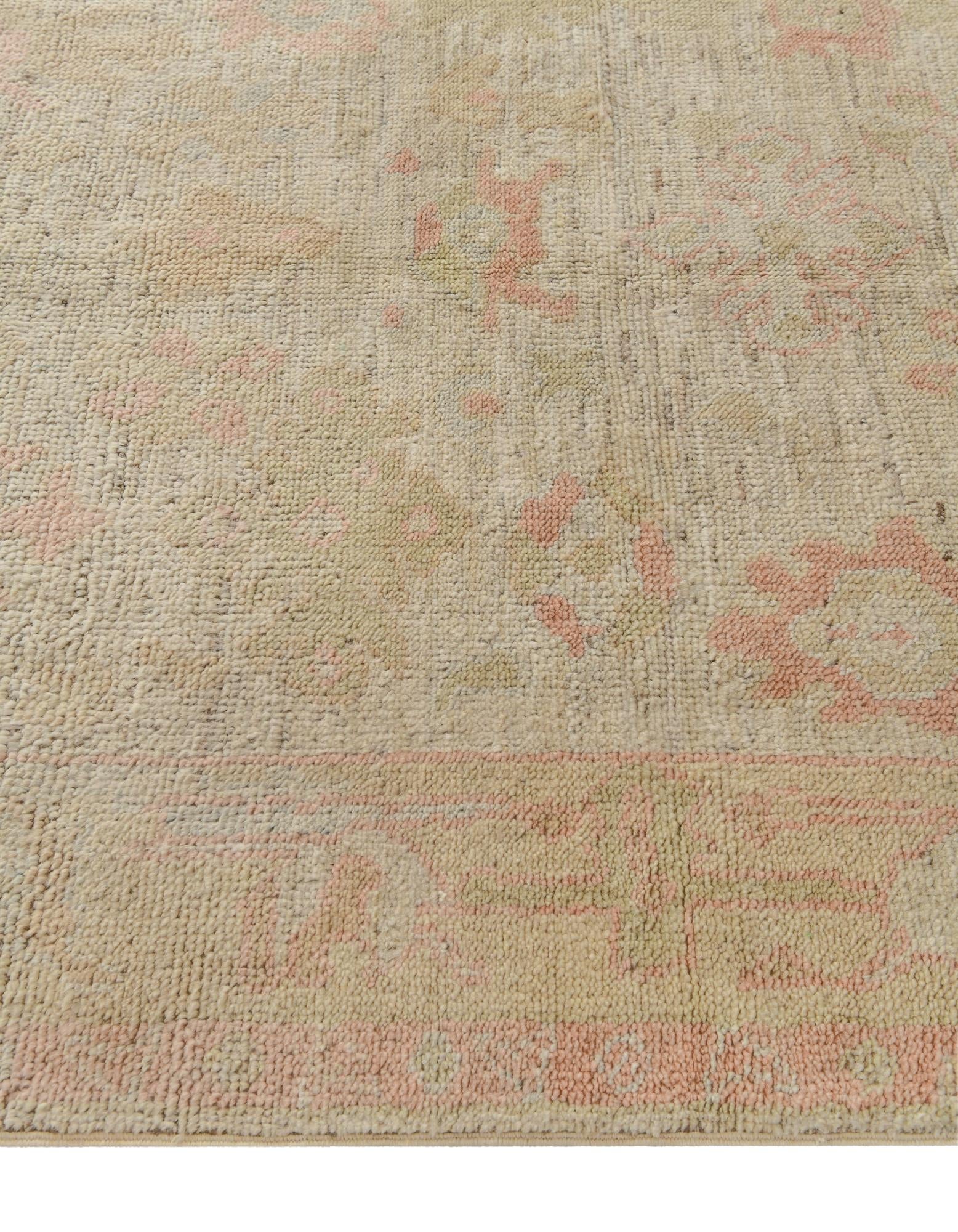 4' 3 x 6' 3 Hand Knotted Oushak Wool Rug